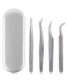 4PCS Stainless Steel Eyelash Extension Tweezers Set for DIY Lash Application and Removal - Eyebrow Nippers and Applicator Tool - Buy Online on GoSupps.com