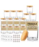 15 Pack Clear Candle Glass Jars with Bamboo Lids - 7oz Empty Candle Containers - Sticky Labels Included - Dishwasher Safe - Bulk Packaging - Buy Online on GoSupps.com