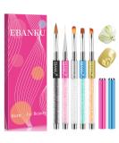 Ebanku 5 part nail gel brush set for UV gel and acrylic fingernails nail art painting drawing brush nailart nail accessories nail design modelage pedicure manicure - Buy Online on GoSupps.com