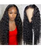 CHEETAHBEAUTY 30 Inch Deep Wave 13x6 HD Lace Front Wig | Brazilian 10A Grade Curly Human Hair Wig for Black Women - Pre Plucked with Baby Hair | 180% Density Natural Black - Buy Online on GoSupps.com
