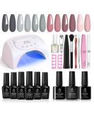 Beetles 48W LED Gel Nail Polish Kit - Nude Gray Pink Colors | Salon Quality Manicure Set with UV Lamp | Soak Off Nail Polish | DIY Home Nail Decoration | Perfect Gift for Women - Buy Online on GoSupps.com