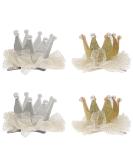 4pcs Children Crown Hair Clips - Glittery Gold & Silver Pearl Hair Accessories for Girls - Buy Online on GoSupps.com