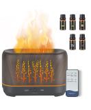 NEWYID Aromatherapy Diffuser with 5 Essential Oils, Flame Light, 3 Mist Modes, 4 Timers, Waterless Auto-Off, Dark Wood Essential Oil Diffuser for Home - Buy Online on GoSupps.com
