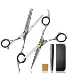 ONTAKI Professional Hair Cutting Scissors Thinning Shears Kit - Japanese Steel Hair Shears Set for Men & Women - Includes Comb & Pouch - Razor Edge Barber Scissors - Silver - Buy Online on GoSupps.com