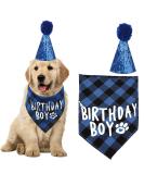 kuou Dog Birthday Bandana Pets Birthday Party Supplies Cute Boy Dog Birthday Outfit for Cat and Dog Decoration(Blue) - Buy Online on GoSupps.com