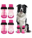 Slowton Indoor Anti-Slip Dog Socks - Adjustable Paw Protection for Small & Medium Dogs | Velcro Fastener Soft & Durable for Hardwood Floors - 4 Pairs (Rose Red M) - Buy Online on GoSupps.com
