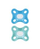 MAM Comfort Schnuller in a set of 2 particularly small and light baby for early & newborns made of 100% silicone with a soft skin soft part & pacifier box 0+ months blue/turquoise blue/turquoise 0-2 months (2 pack) - Buy Online on GoSupps.com