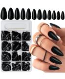 360pcs Glossy Black Almond Press on Nails - Medium Length Fake Acrylic Nails with Adhesive Tabs for Women & Girls - Buy Online on GoSupps.com