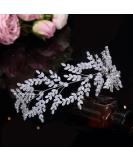 Jorsnovs Wedding Headpiece | CZ Tiara for Bride & Quincea era | Cubic Zirconia Hair Piece in Soft Silver - Buy Online on GoSupps.com