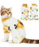 Dertrun Cat Surgery Soft Romper - Anti-Lick Abdominal Wound Suit for Male & Female Kittens - Post-Surgery Collar Cone Replacement - Yellow - Buy Online on GoSupps.com