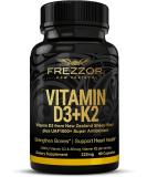 FREZZOR High Potency Vitamin D3 and K2 Capsules | 2000IU D3 & 80mcg K2 (MK7) | Cardiovascular & Bone Health | 100% New Zealand Sheep's Wool | 60 Softgels - Buy Online on GoSupps.com