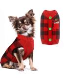 Abrrlo Christmas Dog Sweater - Warm Red-Black Checkered Sweater for Small & Medium Dogs - Buy Online on GoSupps.com