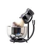 Grandslam Razor brush and bowl kit for men 3 in 1 shaving brush set stainless steel shaving bowl and stand shaving brush shaving set for men black-1 - Buy Online on GoSupps.com
