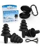 Buy Ear Plugs for Airplane Ear Pressure Relief - 2 Pairs Soft Silicone Reusable 26dB with Connector Cord | Travel Essentials for Flying - Carbon Black - Buy Online on GoSupps.com