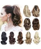 12 Ash Blonde Ponytail Extension | Long Curly Clip-In | Realistic Ombre Synthetic Hairpiece - Buy Online on GoSupps.com