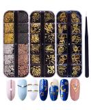 800+ Gold Nail Micro Caviar Beads & Charms Kit with Tweezers - 3D Nail Art Decorations & Accessories - Buy Online on GoSupps.com