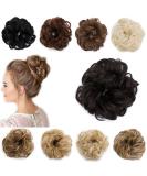 Medium Brown Wavy Hair Bun Updo Extension | Messy Bun Chignon Ribbon Ponytail Donut | 30g Curly Hairpiece - Buy Online on GoSupps.com
