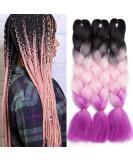 Tess Braids Extensions Ombre 60 cm - 3 Pack Jumbo Kanecalon Hair for Box Braids - Black/Purple Ombre - 100g per Bundle - Buy Online on GoSupps.com