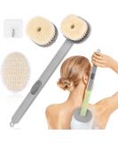 AOOWU Body Brush Back Scrubber Set | Long Handle Shower Brush with Shower Gel Reservoir | Exfoliating Skin Tool | 4PCS Set - Buy Online on GoSupps.com