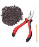 Vlasy Hair Extensions Tools Kit - Professional Pliers, Loop Threader, 200PCS 3.0mm Brown Silicone Rings | Extension Beads Pliers Set - Buy Online on GoSupps.com