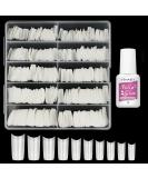 Venares 500 Pieces Acrylic Nail Tips Set - Half Square Natural Gel Nails - 10 Sizes with Glue - Perfect for International Shipping - Buy Online on GoSupps.com