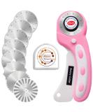 WhisperDream 45mm Pink Rotary Cutter with Safety Design + 8 Blades - Ideal for Sewing, Quilting, Fabric & Crafts - Buy Online on GoSupps.com