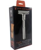 Van Der Hagen Matte Silver TWIST Adjustable Razor | Premium Quality Shaving for a Smooth Finish - International Shipping Available - Buy Online on GoSupps.com