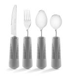 Special Supplies Adaptive Utensils (4-Piece Set) - Weighted Non-Slip Handles for Hand Tremors, Arthritis, Elderly use - Stainless Steel Knife, Fork, Spoons - Gray - Buy Online on GoSupps.com