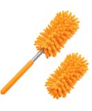 Microfiber Duster Kit - Hand Washable with 2 Replaceable Heads | Extendable Pole | Detachable for Home, Office, Car, Window, Furniture | Bright Orange - Buy Online on GoSupps.com