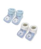 Royal Icon 2 Pairs Baby Booties 0-3 Months | Adorable & Safe Slippers for Newborn Boys & Girls | Soft & Stylish Baby Boots for Indoor & Outdoor Use | White Blue Teddy Design - Buy Online on GoSupps.com