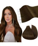 Ugeat Chocolate Brown Tape Extensions - Real Hair 55cm 20 Pieces 50g - Smooth Dark Brown #4 - Buy Online on GoSupps.com