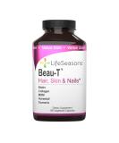 LifeSeasons Beau-T Hair Nail & Skin Supplement - Promotes Healthy Hair Growth, Strong Nails & Clear Skin - With Biotin, Collagen & Turmeric - 180 Capsules - Buy Online on GoSupps.com