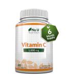 Vitamin C 1000mg - 180 Vegan Tablets - 6 Month Supply - High Strength Ascorbic Acid - Supports Immune System Energy & Collagen Formation - Nu U Nutrition - Buy Online on GoSupps.com