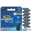 BIC razor blades for men Razor Hybrid 3 Flex 12 refill pack for the wet razor with 3 titanium blades 8 refill blades - Buy Online on GoSupps.com