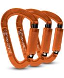 UIAA Certified 25KN Auto Locking Climbing Carabiner Clips - 3 Piece Set for Hammocks & Dogs - Durable Orange Climbing Equipment - Buy Online on GoSupps.com