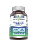 Amazing Formulas Vitamin K2 MK7 Supplement | 100 mcg Vegan Capsules | Non-GMO & Gluten-Free | USA Made | 60 Count Pack - Buy Online on GoSupps.com