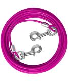 Haiyuan Dog Tie Out Cable - 10/15/20/25/30 FT Steel Wire Dog Runner Durable Clips Pink Dog Chain for Outdoors Supports Dogs up to 165 LBS - Buy Online on GoSupps.com