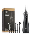 LF Water Dental Flosser with 6 Jet Tips | 4 Modes Cordless Water Picks for Teeth Cleaning | IPX7 Waterproof Rechargeable Oral Irrigator for Home & Travel - Black - Buy Online on GoSupps.com