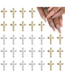 Kryzalite 30-Piece 3D Cross Nail Art Set - Gold & Silver Sparkle with Diamonds for Women's DIY Jewelry & Crafts - Buy Online on GoSupps.com