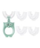 360 U-Shaped Toothbrush for Toddlers & Kids (Ages 2-8) - Eco-Friendly Green Owl 4 Heads & 7 Fun Stickers - Buy Online on GoSupps.com