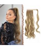 Fine Braid Horse Tail Hair Extensions - Long Wavy Curly Clip-In Ponytail Synthetic Hair Lightest Ash Brown & Bleach Blonde - 60 cm (1 Pack) - Buy Online on GoSupps.com
