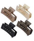 Set of Hair Claw Clips in Brown, Beige, Cream, and Black for Women, Girls, Unisex - Medium Size Rectangle Box Hair Clip - Buy Online on GoSupps.com