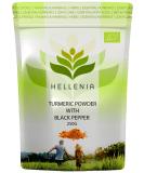 Organic Hellenia Turmeric Powder with Black Pepper - 250g - Natural Curcumin Source - Buy Online on GoSupps.com