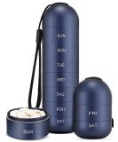 Zannaki Metal Moisture Proof Weekly Pill Organizer - Stackable Aluminum Alloy BPA Free Waterproof 7 Day Travel Pill Box for Vitamins Supplements & Fish Oil - Navy Blue - Buy Online on GoSupps.com