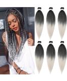 Xusuperb Ombre Silver Gray Pre-Stretched Braiding Hair - 20 Inch Soft Yaki Texture Extensions (6 Packs) | T1B/Gray# Kanekalon Hair for Stylish Braids - Buy Online on GoSupps.com