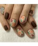 Thanksgiving Short Press on Nails - Brown Matte Acrylic False Nails with Maple Leaf Designs | 24 Pcs Extra Short Stick-on Nails for Women & Girls - Buy Online on GoSupps.com