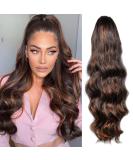 Yeeshedo black ponytail hair part clip extensions with cord strain long wavy black with brown highlights hair extension natural wigs afro curly ponytail for braid dark brown blond - Buy Online on GoSupps.com