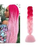 Gairyan Jumbo Braids Extensions - 60cm Ombre Synthetic Braiding Hair (Dark Pink/Pink) - 100g for Box Crochet Braids - International Shipping - Buy Online on GoSupps.com