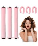 3Pcs Heatless Curlers for Long Hair - Overnight DIY Hair Styling Rollers (Pink) - Buy Online on GoSupps.com