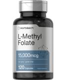 L Methylfolate 15000 mcg | 120 Capsules | 15mg Methyl Folate Supplement | Non-GMO & Gluten-Free | Horbaach - Buy Online on GoSupps.com
